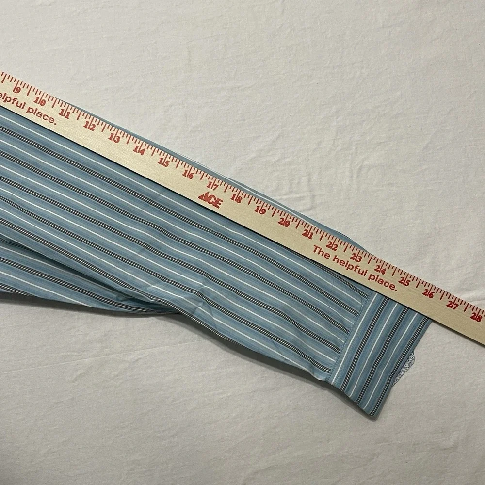 Banana Republic Classic Mens L 16-16.5 Blue Stripe 100% Cotton Dress Shirt